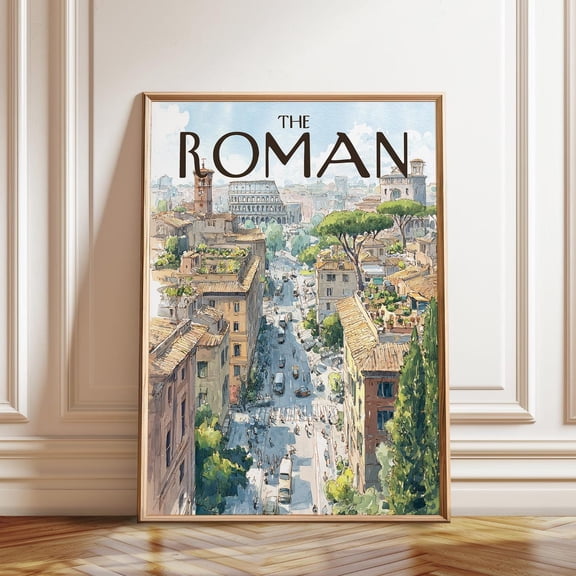 Rome City Street View Colosseum Skyline Architecture Art, Unframed Canvas
