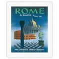 thumbnail image 1 of Rome by Clipper - St Peter’s Cathedral Colosseum Italy- Pan American World Airways - Vintage Airline Travel Poster c.1951 - Fine Art Rolled Canvas Print 16in x 20in, 1 of 4