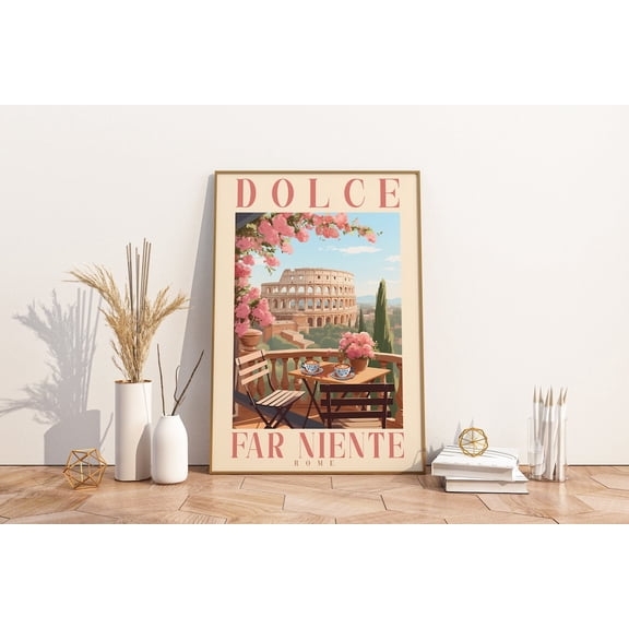 Rome Colosseum Art Poster: Dolce Far Niente Italy, Unframed Poster Size 16x24