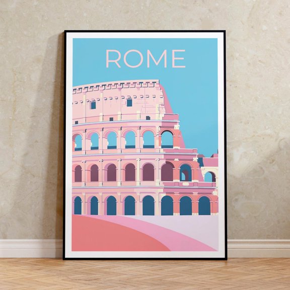 Rome Colosseum Italy Historic Travel Wall Art Decor Unframed Paper Print