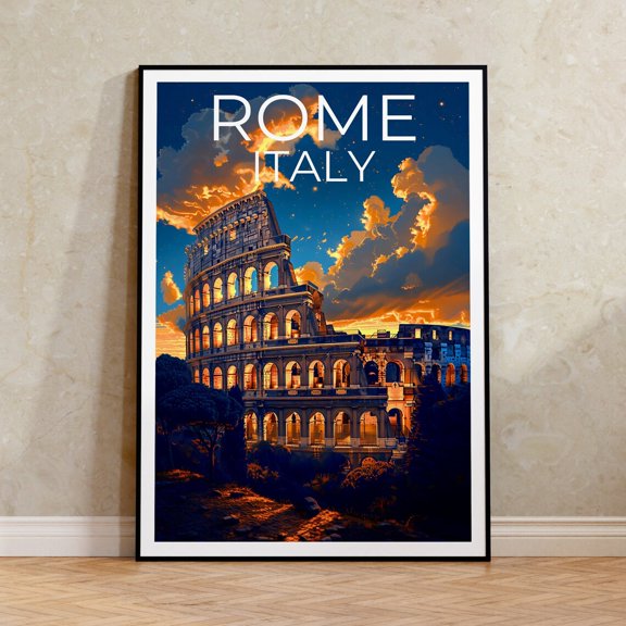 Rome Colosseum Italy Historic Wall Art Decor Unframed Paper Print