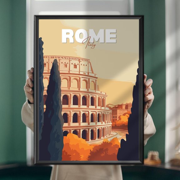 Rome Colosseum Poster Ancient Roman Amphitheater Art, Poster Only