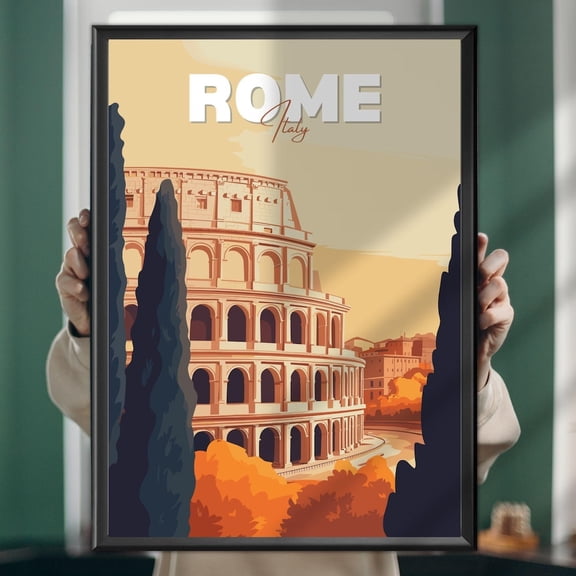 Rome Colosseum Poster: Ancient Roman Amphitheater Art UNFRAMED PAPER POSTER, Home Decor, Vintage Gift, Living Room Dercor