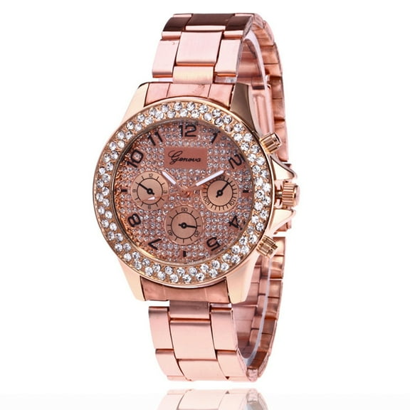 Rome Double Circle Diamond Watch Three Eyes Full Of Diamonds British Metal Strap Noble And Elegant Unisex Watch