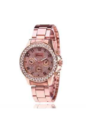 Rome Double Circle Diamond Watch Three Eyes Full Of Diamonds British Metal Strap Noble And Elegant Unisex Watch