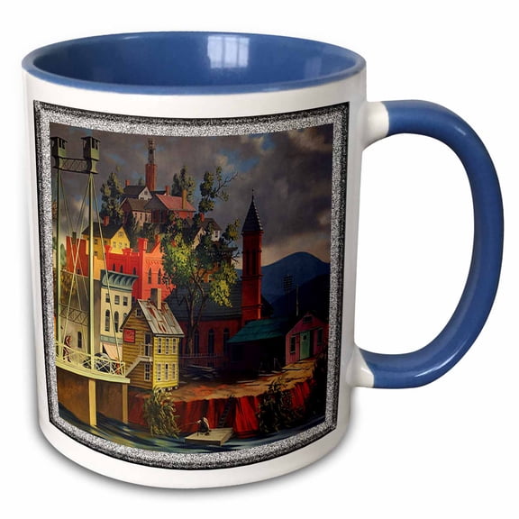 3drose, Rome Georgia Painting, 11oz Two-tone Blue Mug