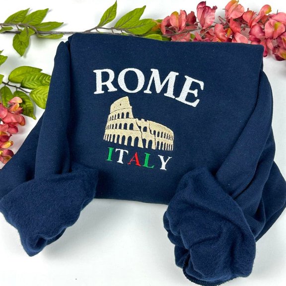 Rome Italy Embroidered Sweatshirt