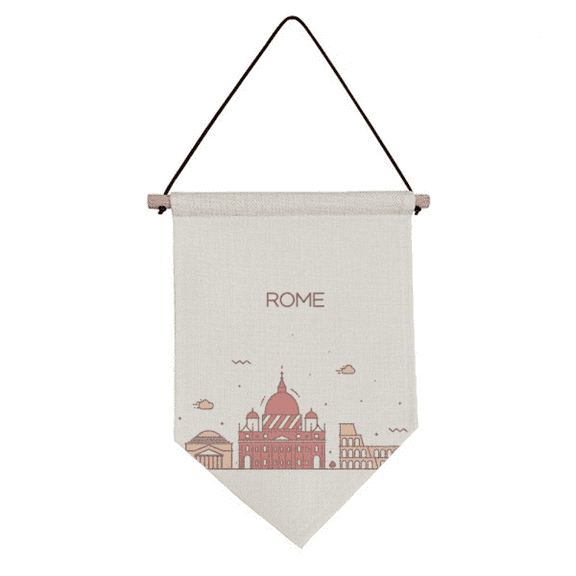 Rome Italy Flat Landmark Pattern Canvas Flag Hanging Wall Art Decor Banner
