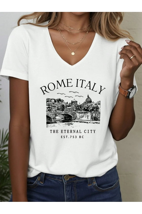 Rome Italy Graphic V - Neck Tee