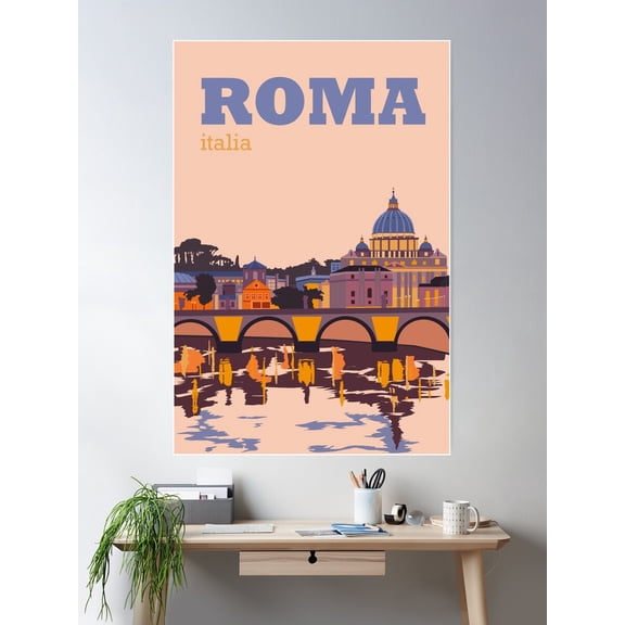 Rome Italy Poster Wall Art, Modern Wall Decor For Living Room Bedroom, 24x36 UNFRAMED