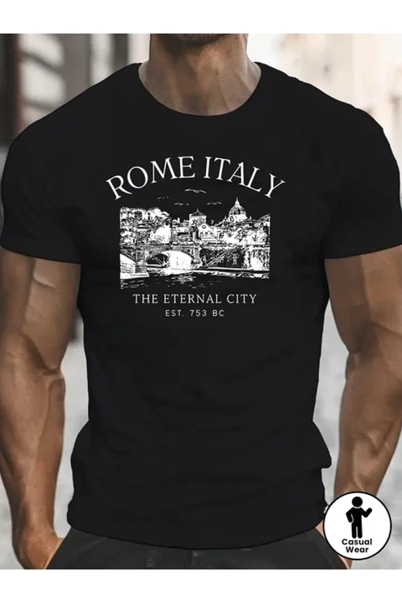 Rome Italy Skyline T Shirt Colosseum Graphic Vintage City Travel Casual Tee, Unisex T-Shirt
