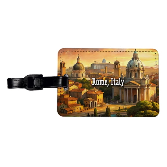 Rome, Italy Travel City Country Stamp Faux Leather Travel Luggage Tag