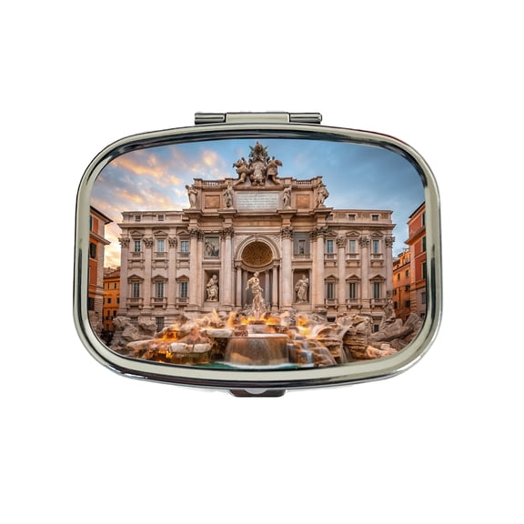 Rome Italy Trevi Fountain Travel History Small Travel Handbag Pill Box Case