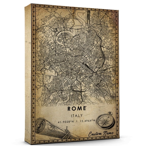 Rome Map Poster, Italy Map Art Poster, Canvas, Rome Map City style Watercolor art Poster, Rome Map Canvas - 89AZ1521