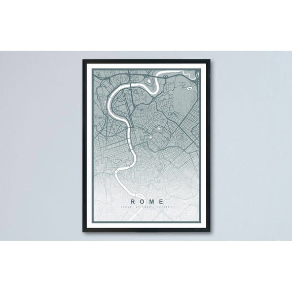 Rome Map Rome City Italy Rome Accent Street Map Urban Rome Illustration Wall Art Unframed Paper Print