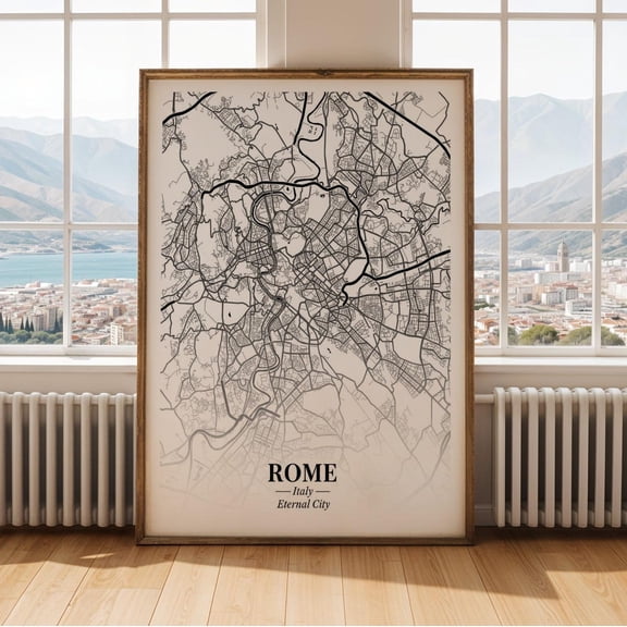 Rome Minimalist City Map Wall Art Decor Unframed Paper Print
