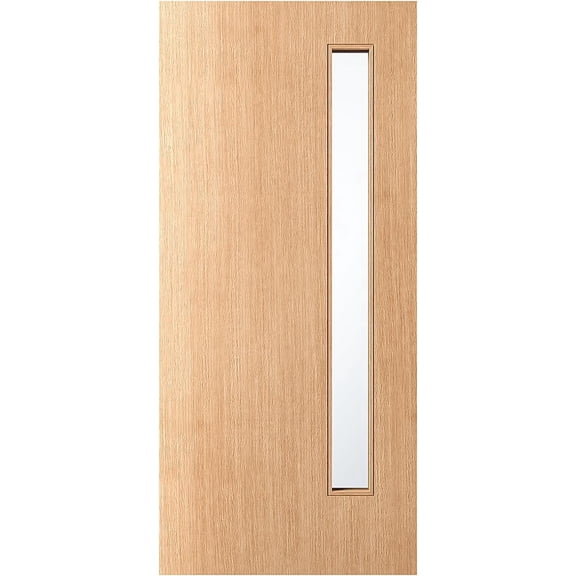 Rome Modern Wood Front Door - Solid Core Premium Insulated Clear Glass White Oak Exterior Door with Vertical Lite - 36" X 80" X 1-3/4" - Entry Door with Glass for Home & Office
