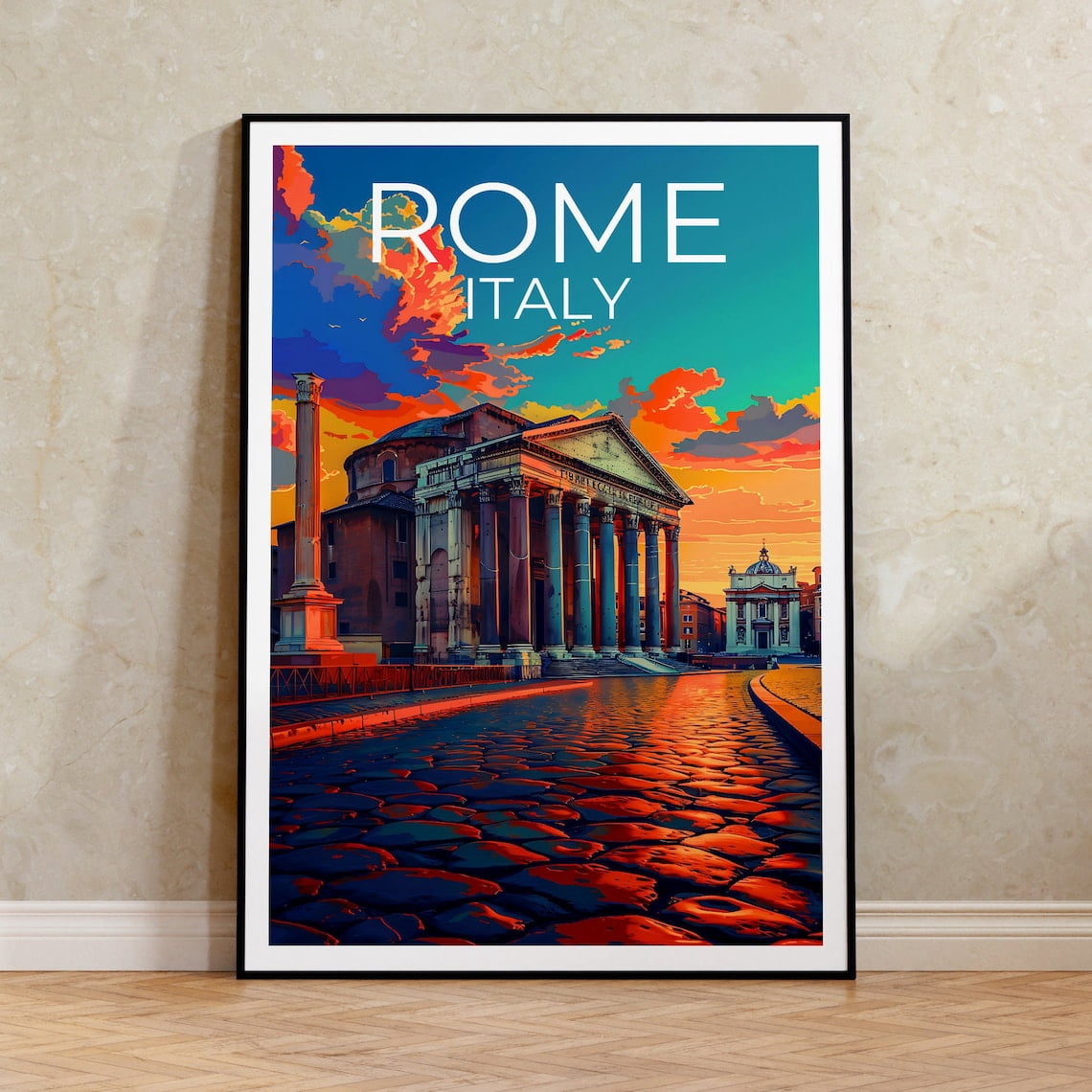 Wall Prints Rome Rome Pantheon Italy Wall Art Print, Historic Roman Temple Architecture ...