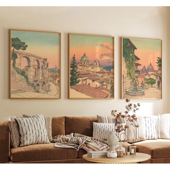 Rome Posters Vintage Italy Travel Wall Art Home Decor Office Wall Art Set 3