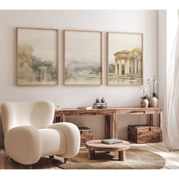 Rome Ruins Landscape Print Italy Architecture Neutral Wall Art Set 3 Unframed Paper Print 8x12