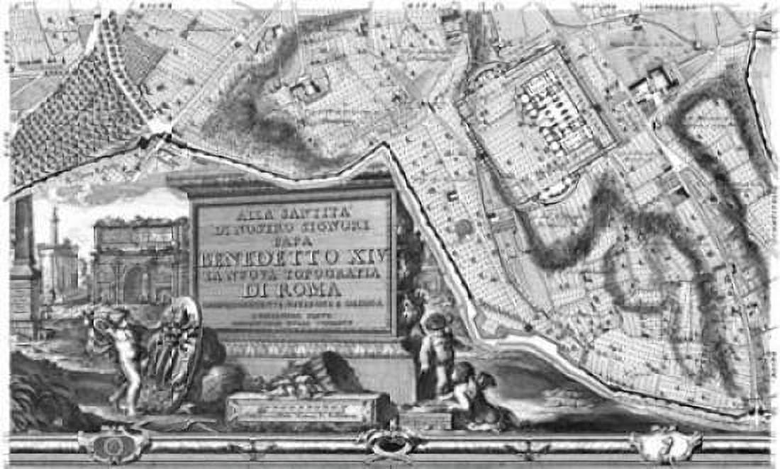 Rome Sectional Map Canvas Art - Giovanni Battista Nolli (24 x 36)