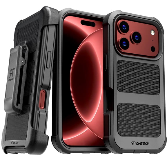 Rome Tech Apple iPhone 18 Pro Defender Rugged Case, Black