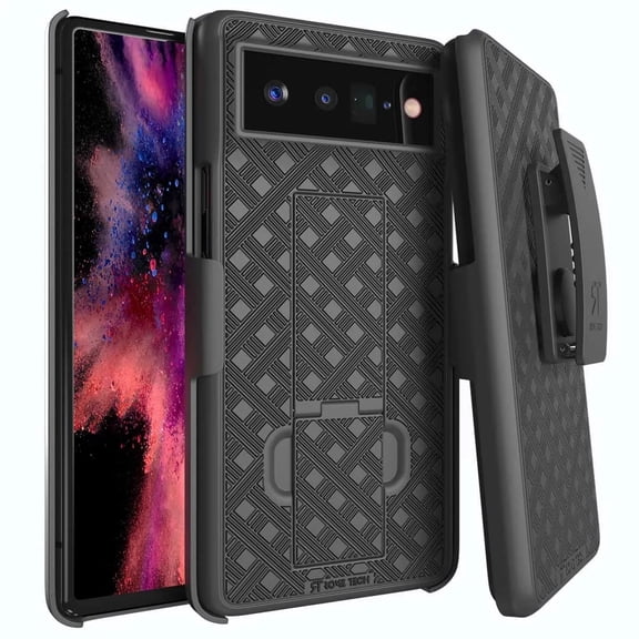 For Google Pixel 6 Pro Shell Holster Combo Case - Black