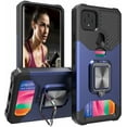thumbnail image 1 of Rome Tech Heavy Duty Armor Case with Kickstand for Samsung Galaxy A42 5G (SM-A426), Military Grade Protective Cover with Card Holder Wallet, Blue, 1 of 8