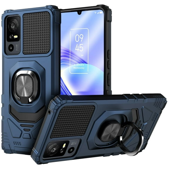 Rome Tech Heavy Duty Armor Case with Kickstand for TCL 40 XE 5G, Military Grade Protective Cover, Blue