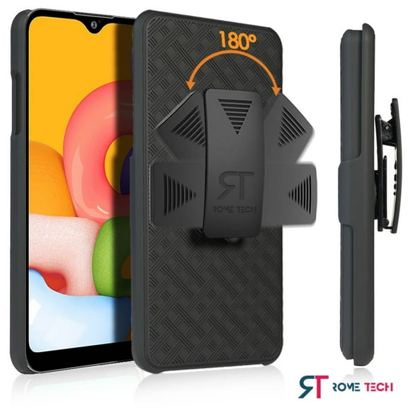 Rome Tech Samsung Galaxy A01 Shell Holster Combo Case - Black