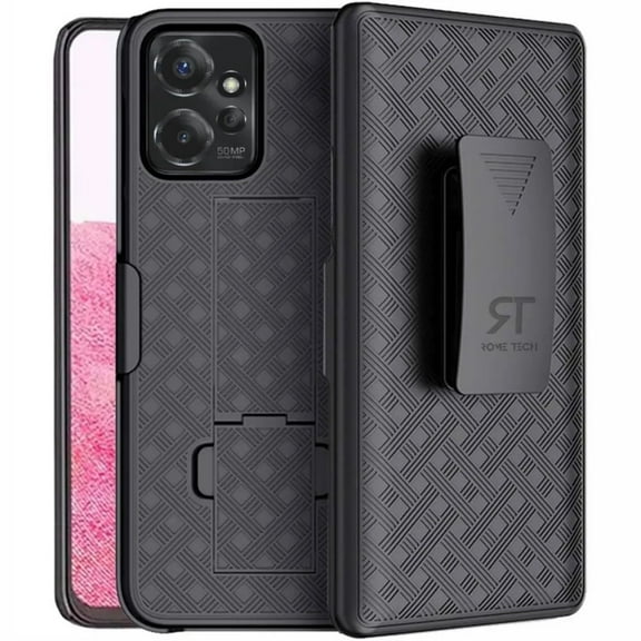 Rome Tech Slim Heavy Duty Shell Holster Combo Case for Moto G Power 5G 6.5" (2023) - Black