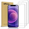 thumbnail image 1 of Rome Tech Tempered Glass Screen Protector for Apple iPhone 12 6.1" (2020) - 9H Screen Saver, Case-Compatible, Clear, 3-Pack, 1 of 7
