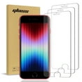 thumbnail image 1 of Rome Tech Tempered Glass Screen Protector for Apple iPhone SE (2020/2022) - 9H Screen Saver, Case-Compatible, Clear, 3-Pack, 1 of 7