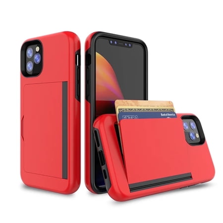 Rome Tech Wallet Case for iPhone 13 Mini - Red, Holds Credit Cards