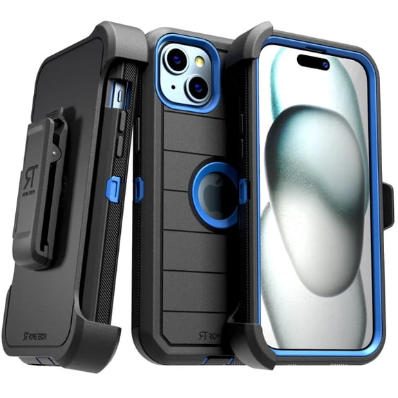 Rome Tech Apple iPhone 15 Case with Belt Clip - Black & Blue