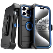 Rome Tech for Apple iPhone 15 Pro Max 2023 Case with Belt Clip Holster & Kickstand, Dual-Layer Shockproof Case - Black & Blue