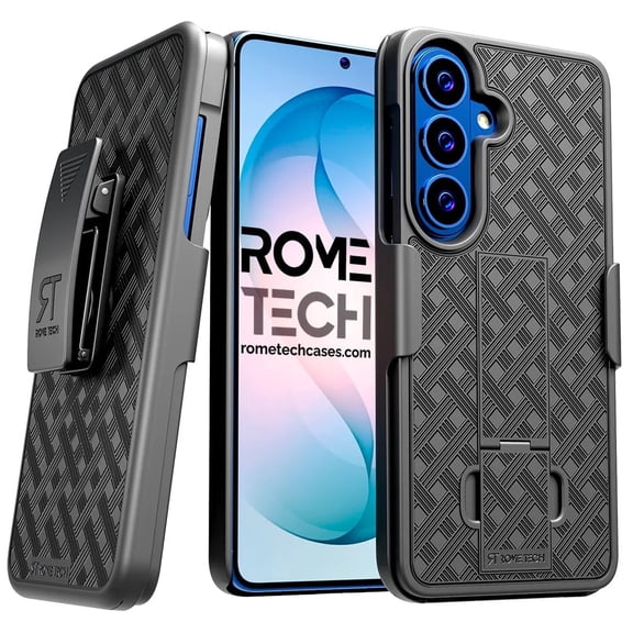 Rome Tech for Samsung Galaxy S26 (2026) Holster Case with Belt Clip & Kickstand  Rugged Combo Protection + 3-Pack Glass Screen Protector