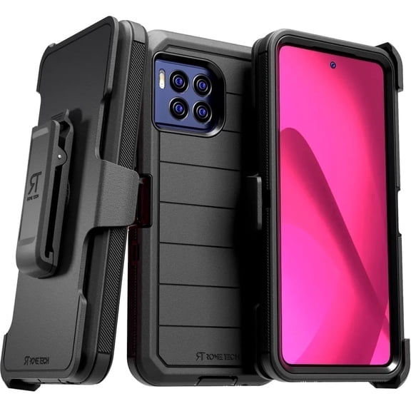 Rome Tech for T-Mobile REVVL 7 Pro 5G (2024) Case with Belt Clip Holster & Kickstand, Dual-Layer Shockproof Case - Black