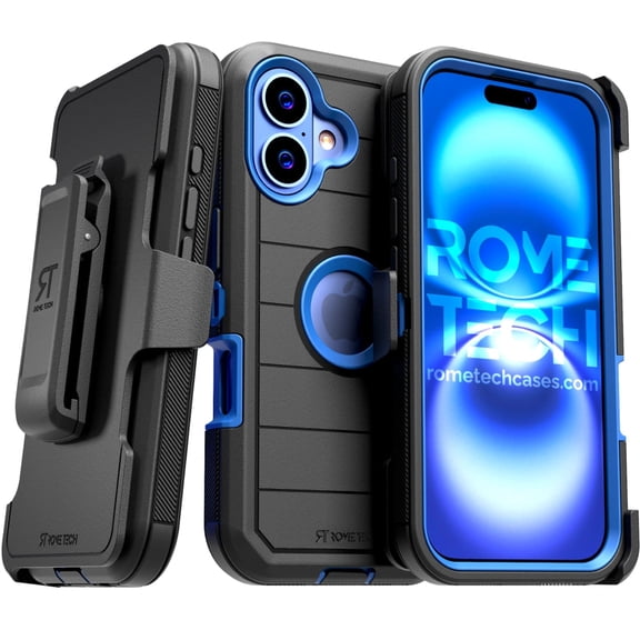 iPhone 16 Holster & Kickstand Case - Black & Blue