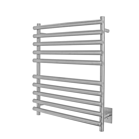 Heated Towel Rack, 10-Bar Electric Towel Warmer, Hardwired, Brushed Stainless Steel, Wall-Mounted with Integrated On/Off Switch, 120V (Rome)