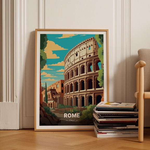 Rome Travel Poster, Italy Landscape Wall Art, Rome Cityscape Home Decor, Italian Artwork Gift, Travel Enthusiast Decorative Print Wall Art, Modern Wall Decor, 12x18 UNFRAMED