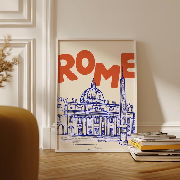 Rome Travel Poster Sistine Chapel Sketch , Poster Print Only