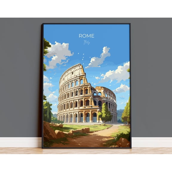 Rome Travel Poster, Travel Print of Rome, Italy Poster, Rome Art Lovers Gift, Colosseum Rome Art, Italy Travel Art, 8x12 UNFRAMED