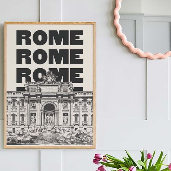 Rome Travel Print Black And White Italy Trevi Fountain Travel Print ...