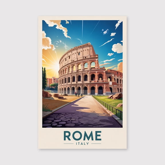 Rome Travel Print Canvas Rome Wall Art Italy City Canvas Ancient Ruins Decor Canvas for History Colosseum Roman Architecture Art-1WN1833