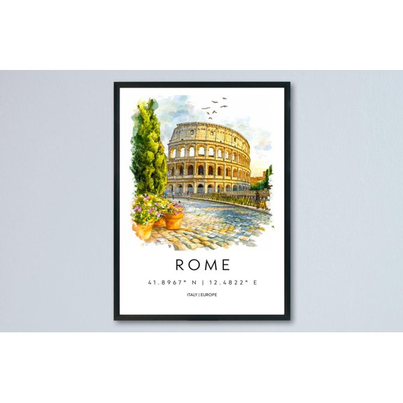 Rome Travel Rome Cityscape Rome Souvenir Italy Accent Roman Architecture Portrait Decor Unframed Paper Print
