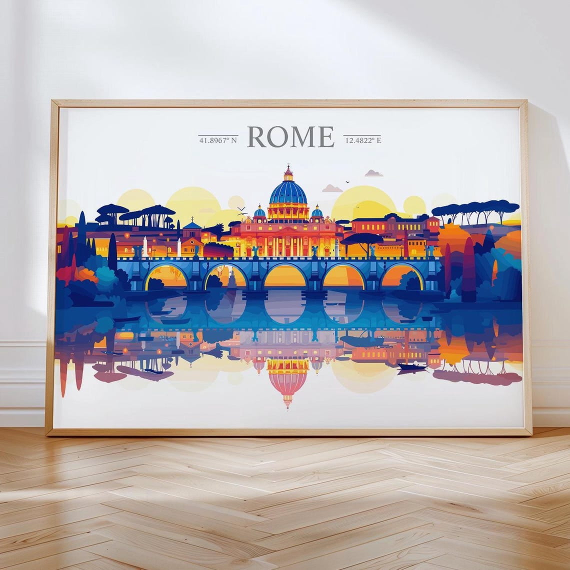 Rome Travel Skyline Landscape Italy Horizontal Poster, Travel Inspired ...