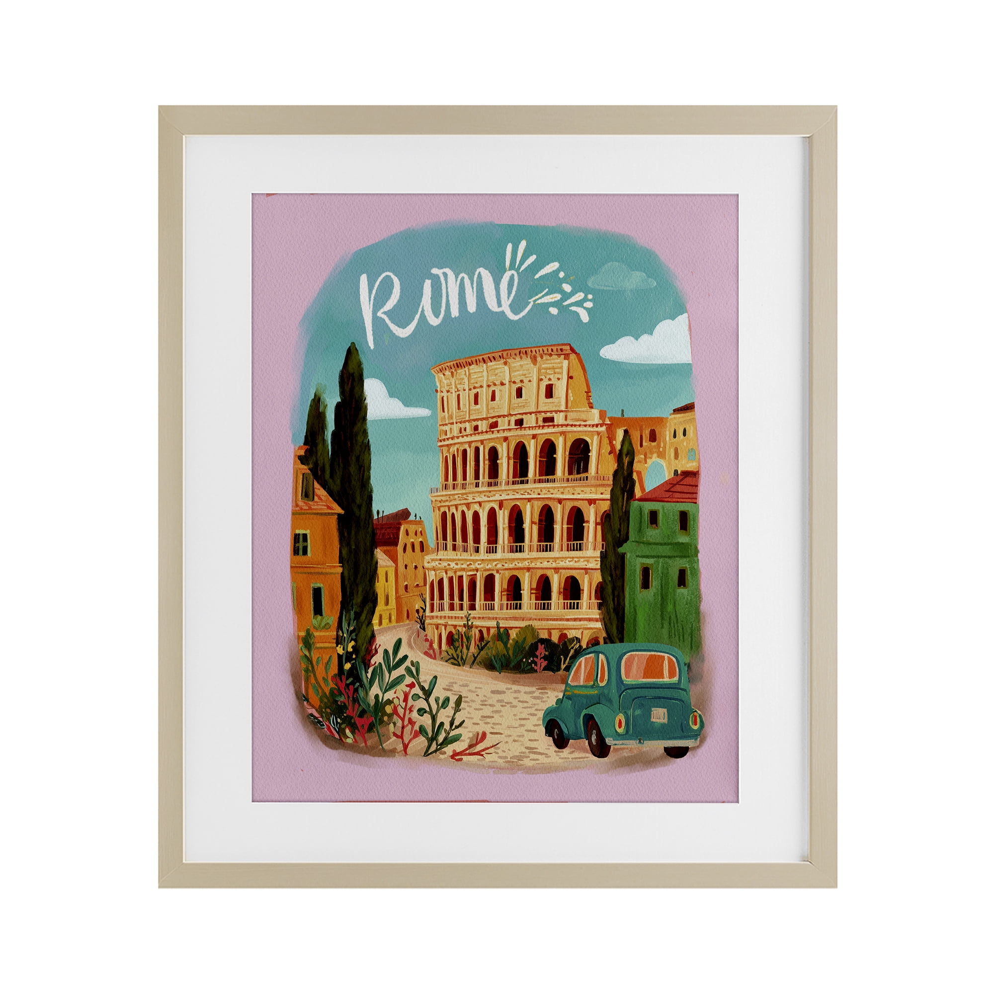 Rome Travel Spot Architecture Birch Framed Print Under Glass, design by Yen