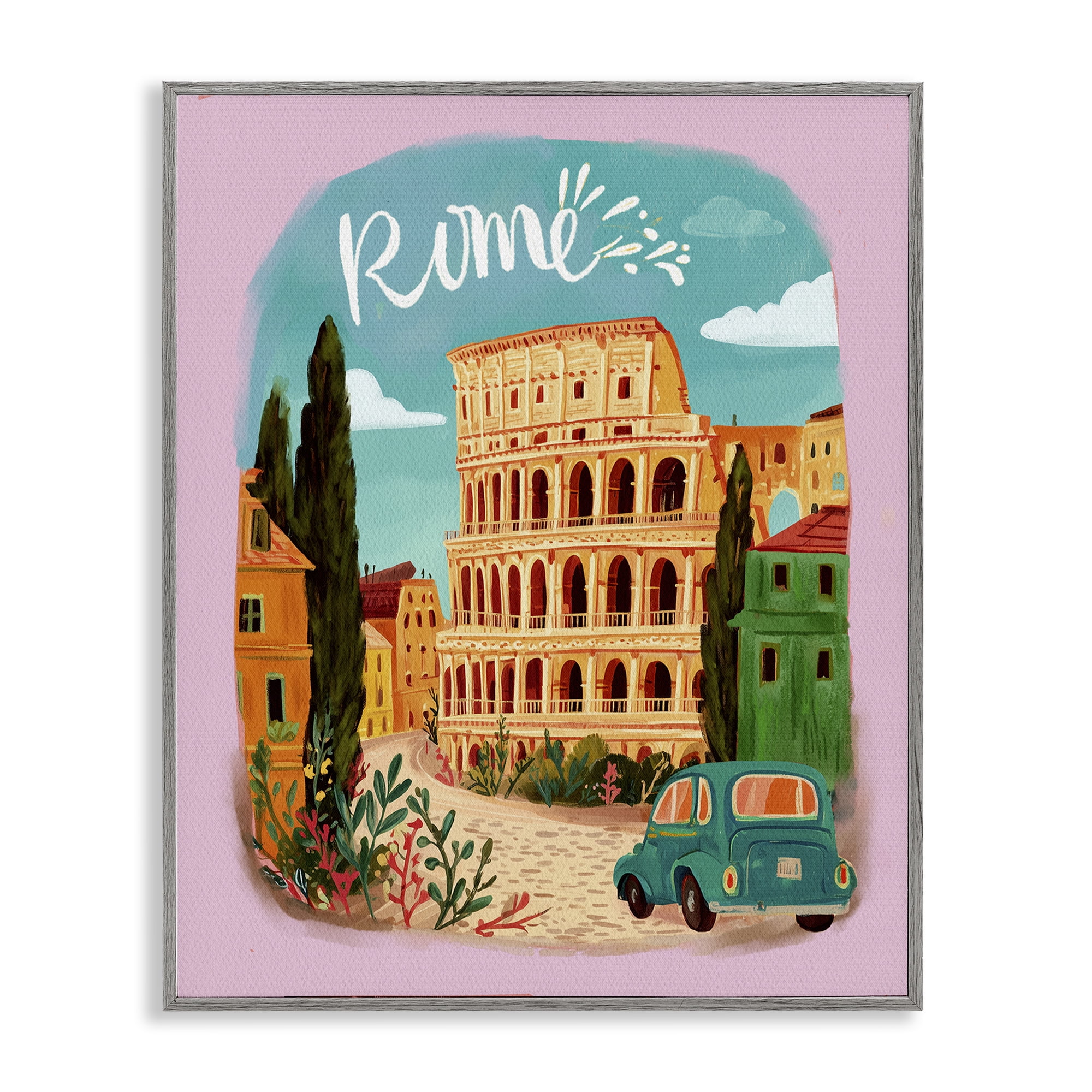 Rome Travel Spot Architecture Gray Framed Giclee Art, design by Yen