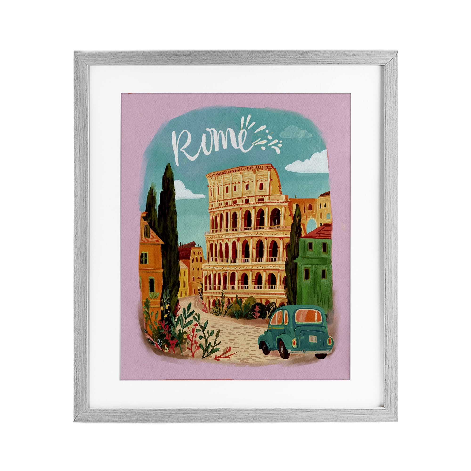 Rome Travel Spot Architecture Gray Framed Print Under Glass, design by Yen